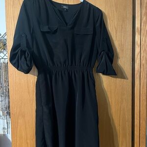 Mossimo Supply Co Black Puff Sleeve V-Neck Sundress